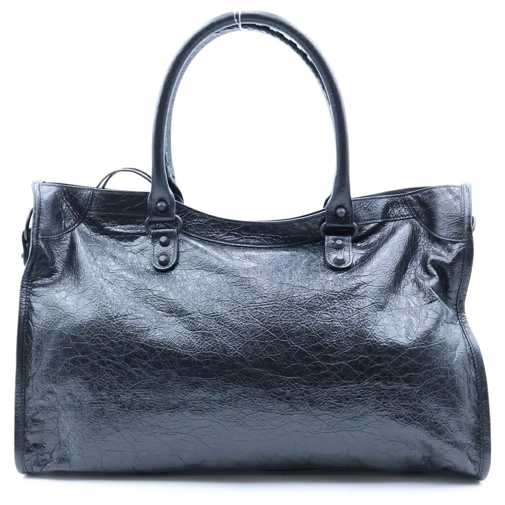 BALENCIAGA(バレンシアガ) ル シティ 2WAYハンドバッグ ショルダーバッグ トートバッグ ブラック シャイニーカーフスキン 808388 ブラック金具