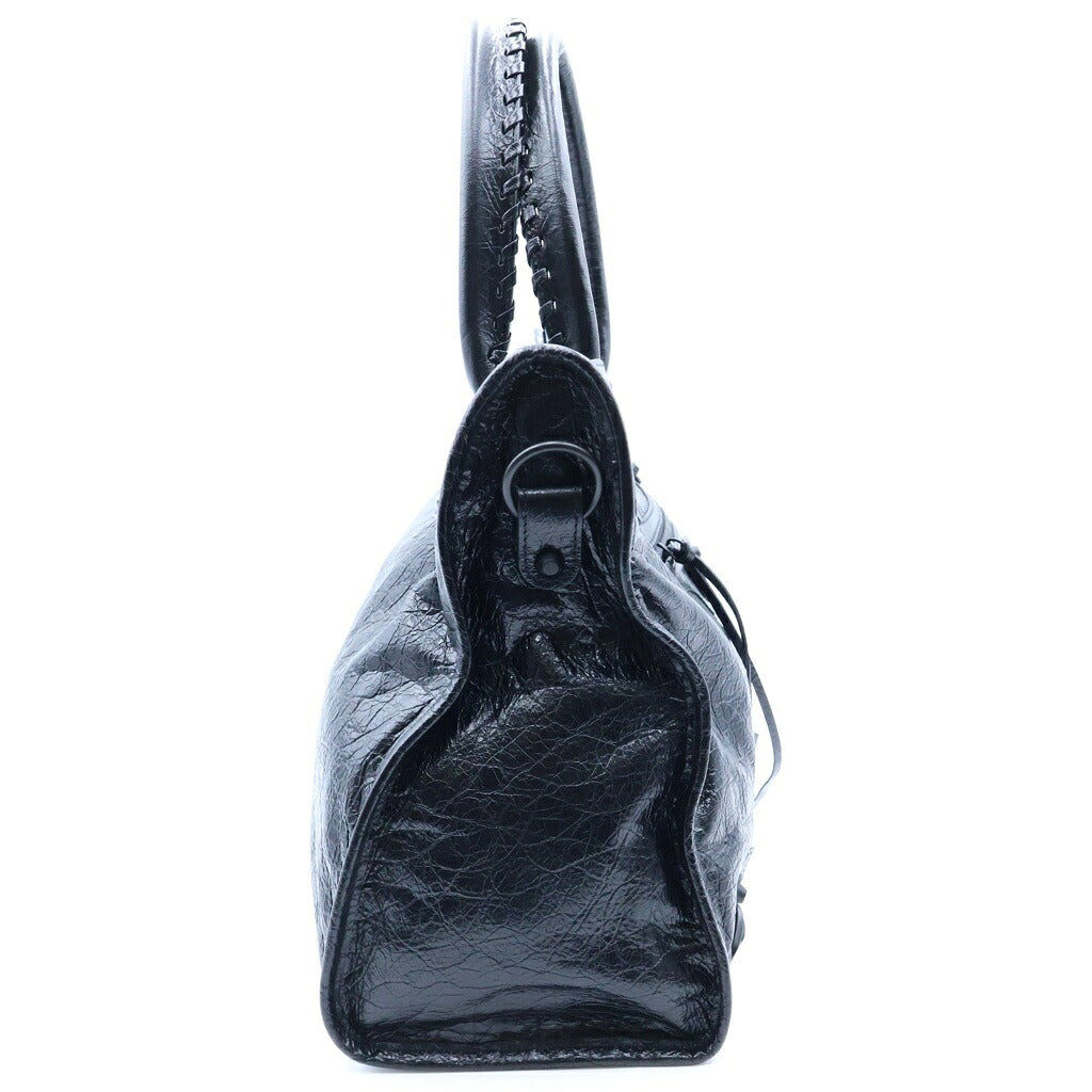 BALENCIAGA(バレンシアガ) ル シティ 2WAYハンドバッグ ショルダーバッグ トートバッグ ブラック シャイニーカーフスキン 808388 ブラック金具