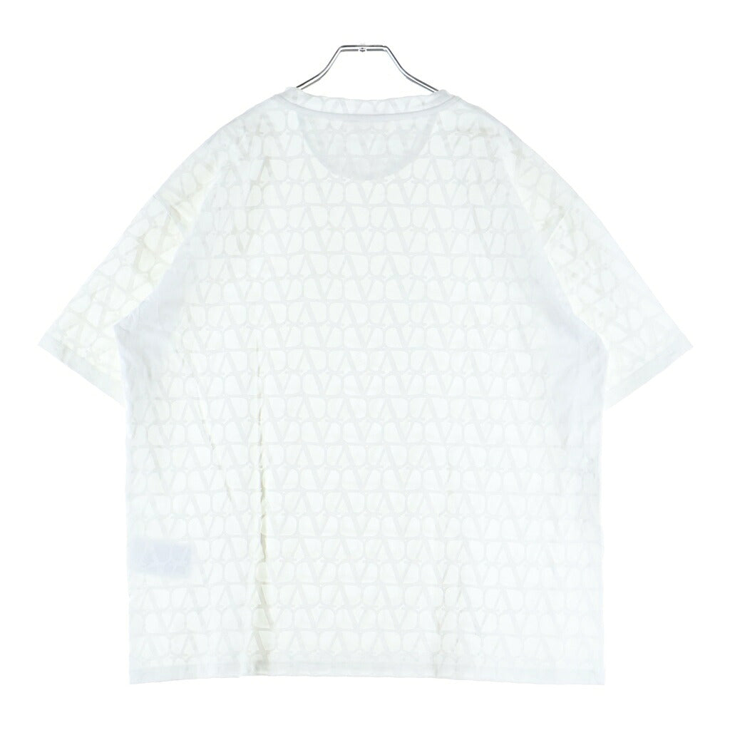 VALENTINO(ヴァレンティノ) Vロゴ 総柄 半袖カットソー Tシャツ ホワイト コットン