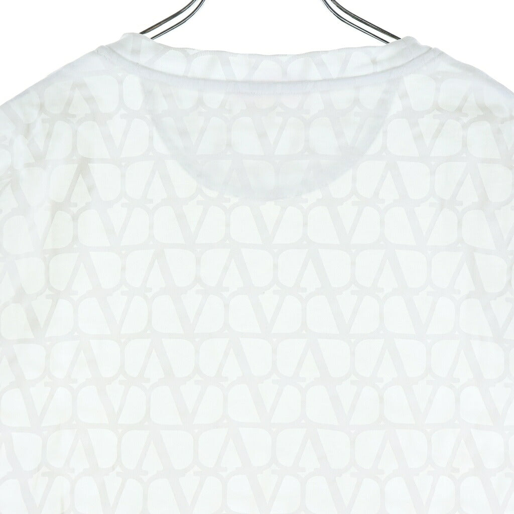 VALENTINO(ヴァレンティノ) Vロゴ 総柄 半袖カットソー Tシャツ ホワイト コットン