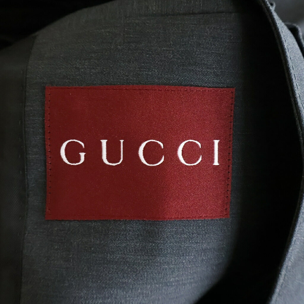 GUCCI(グッチ) ロゴ刺繍 ジップアップ ラグランスリーブ ウール ジャケット ブルゾン グレー 822333