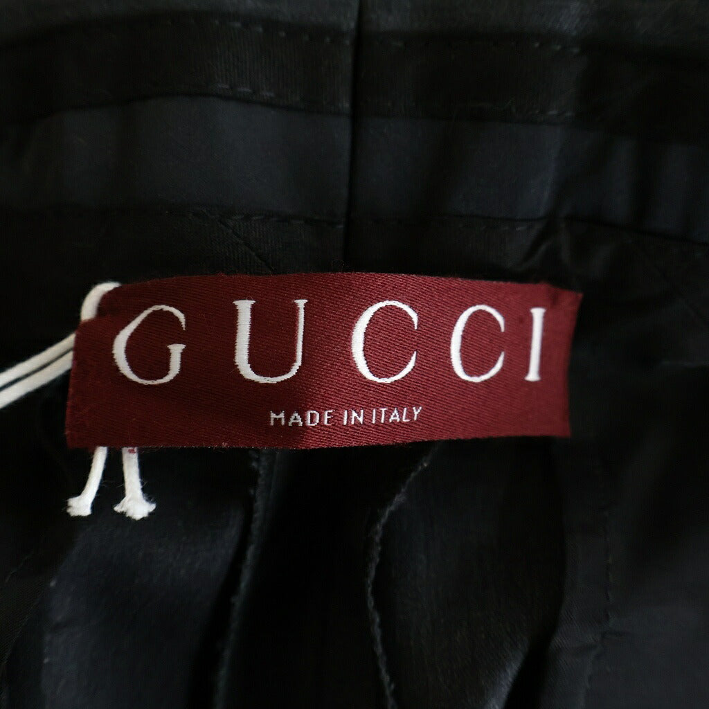 GUCCI(グッチ) ロゴ刺繍 スリット センタープレス セミフレア スラックス パンツ トラウザーズ グレー 828769