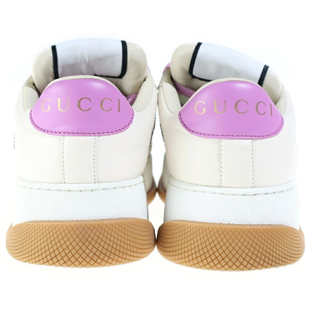 GUCCI(グッチ) スクリーナー GG クリスタル ラインストーン レザー ローカットシューズ スニーカー ホワイト/パープル レディース 783115
