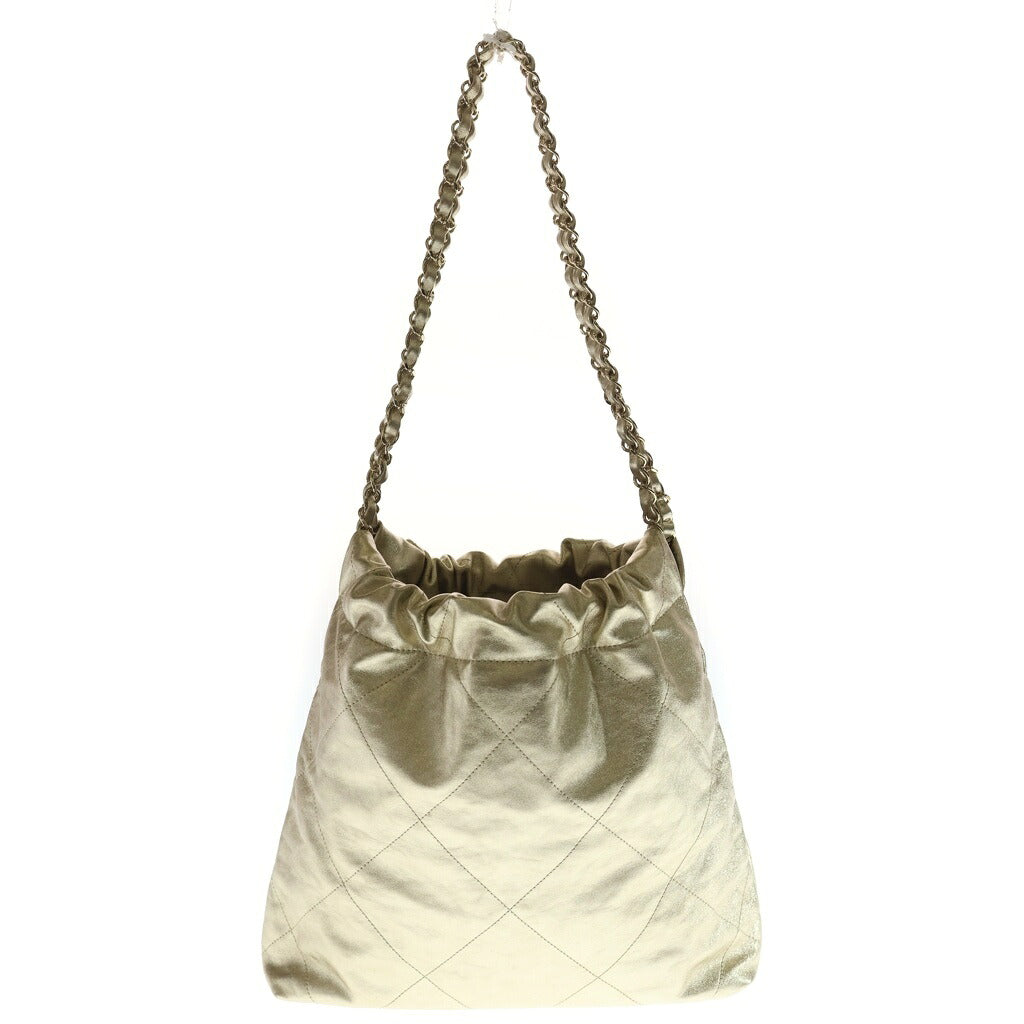 CHANEL(シャネル) シャネル22 スモール ワンショルダーバッグ トートバッグ ゴールド カーフスキン ゴールド金具 プレート AS3260