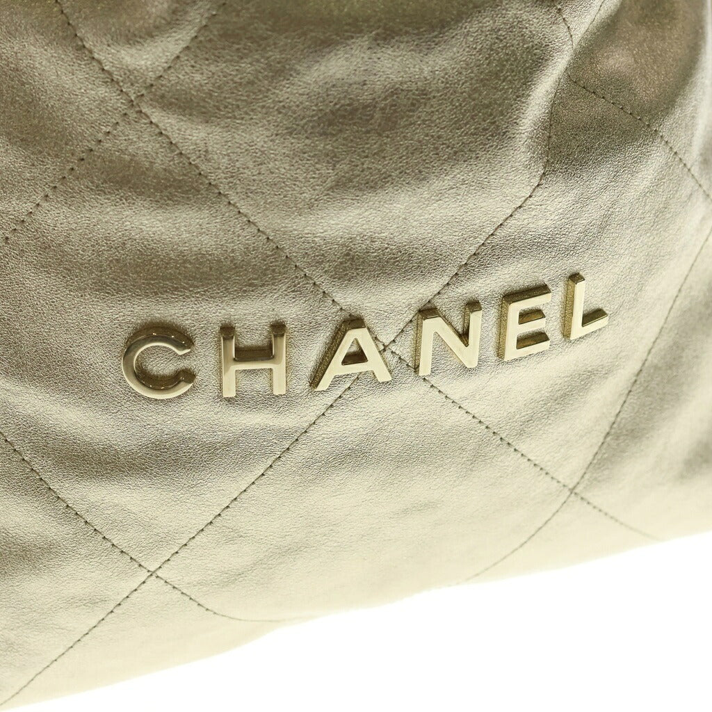CHANEL(シャネル) シャネル22 スモール ワンショルダーバッグ トートバッグ ゴールド カーフスキン ゴールド金具 プレート AS3260