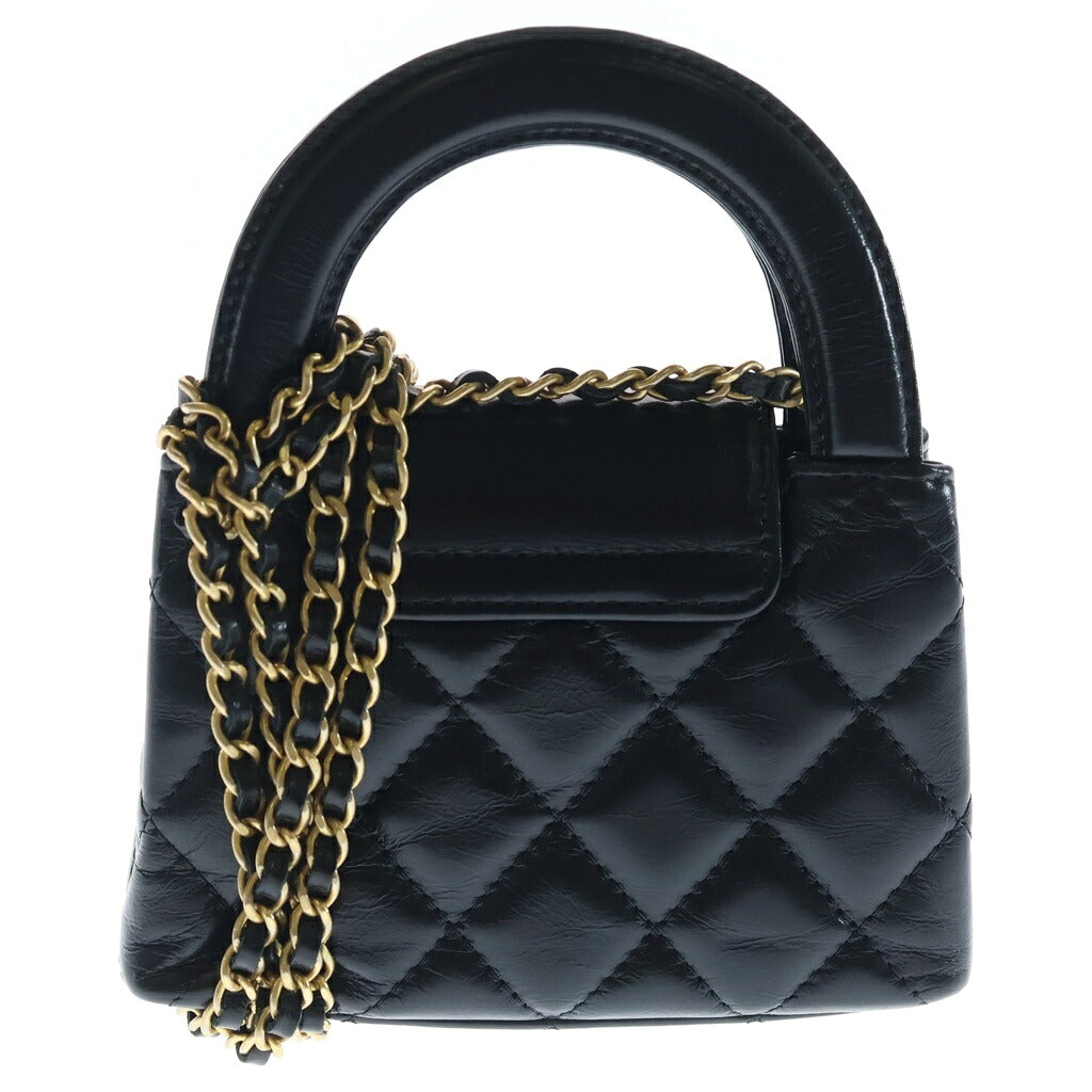 CHANEL(シャネル) ミニショッピング 2WAYバッグ チェーンショルダーバッグ ハンドバッグ ブラック ラムスキン ゴールド金具 AP3435 ランダムシール付