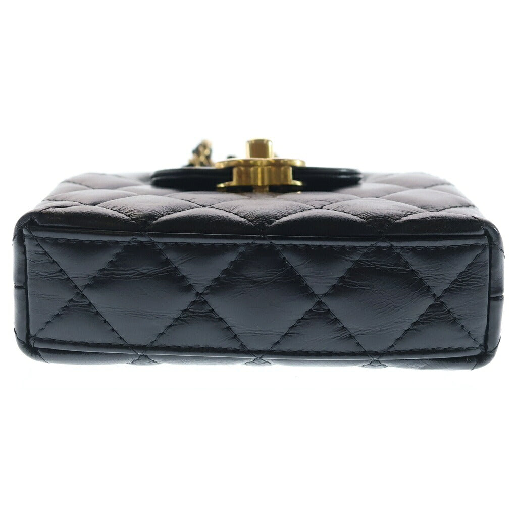 CHANEL(シャネル) ミニショッピング 2WAYバッグ チェーンショルダーバッグ ハンドバッグ ブラック ラムスキン ゴールド金具 AP3435 ランダムシール付