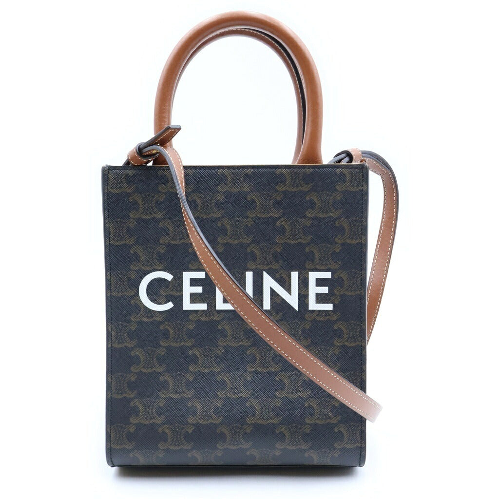 CELINE(セリーヌ) トリオンフ ミニバーティカルカバ 2wayハンドバッグ ショルダーバッグ ブラウン PVCレザー