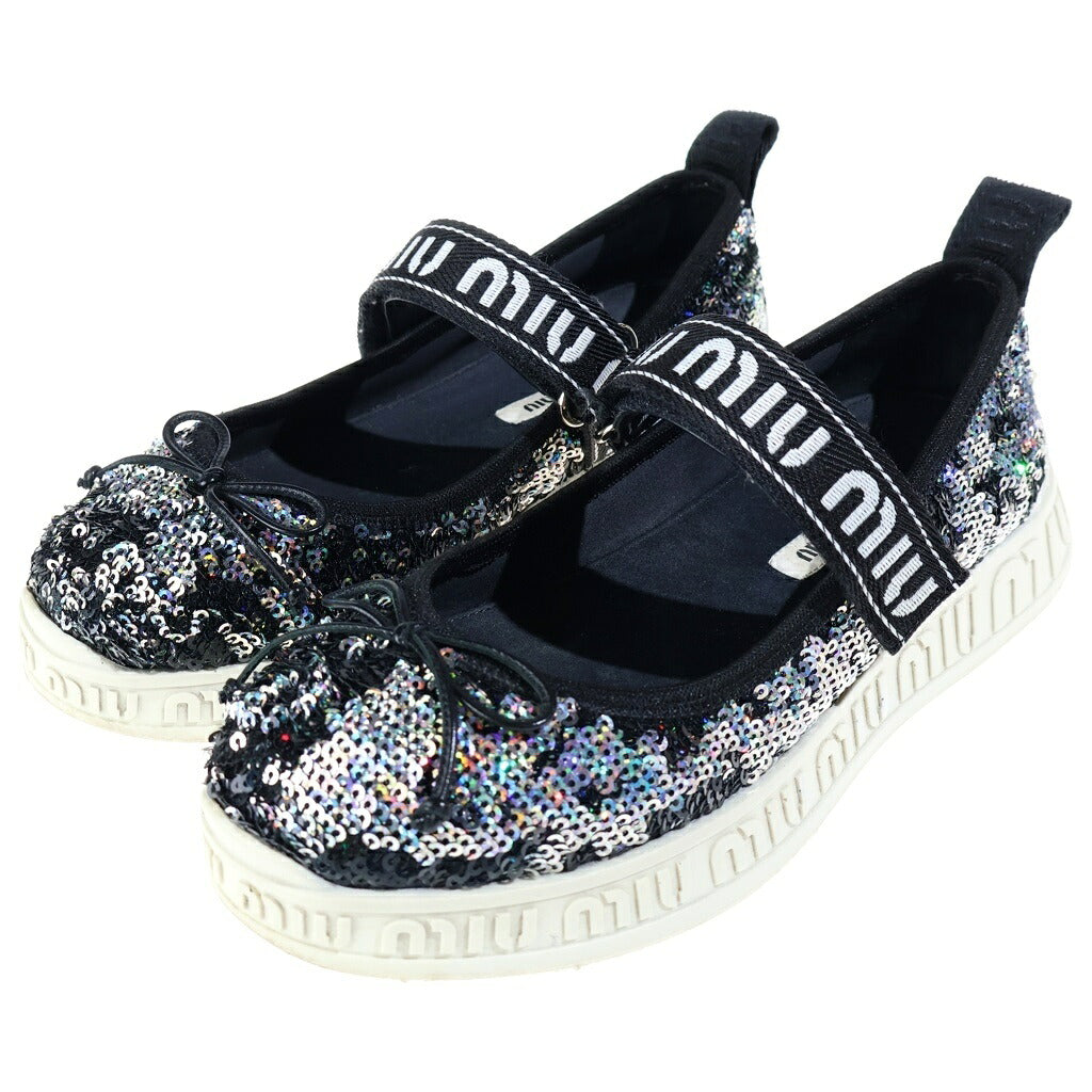 miumiu(ミュウミュウ) スパンコール スニーカー バレリーナ ブラック レディース