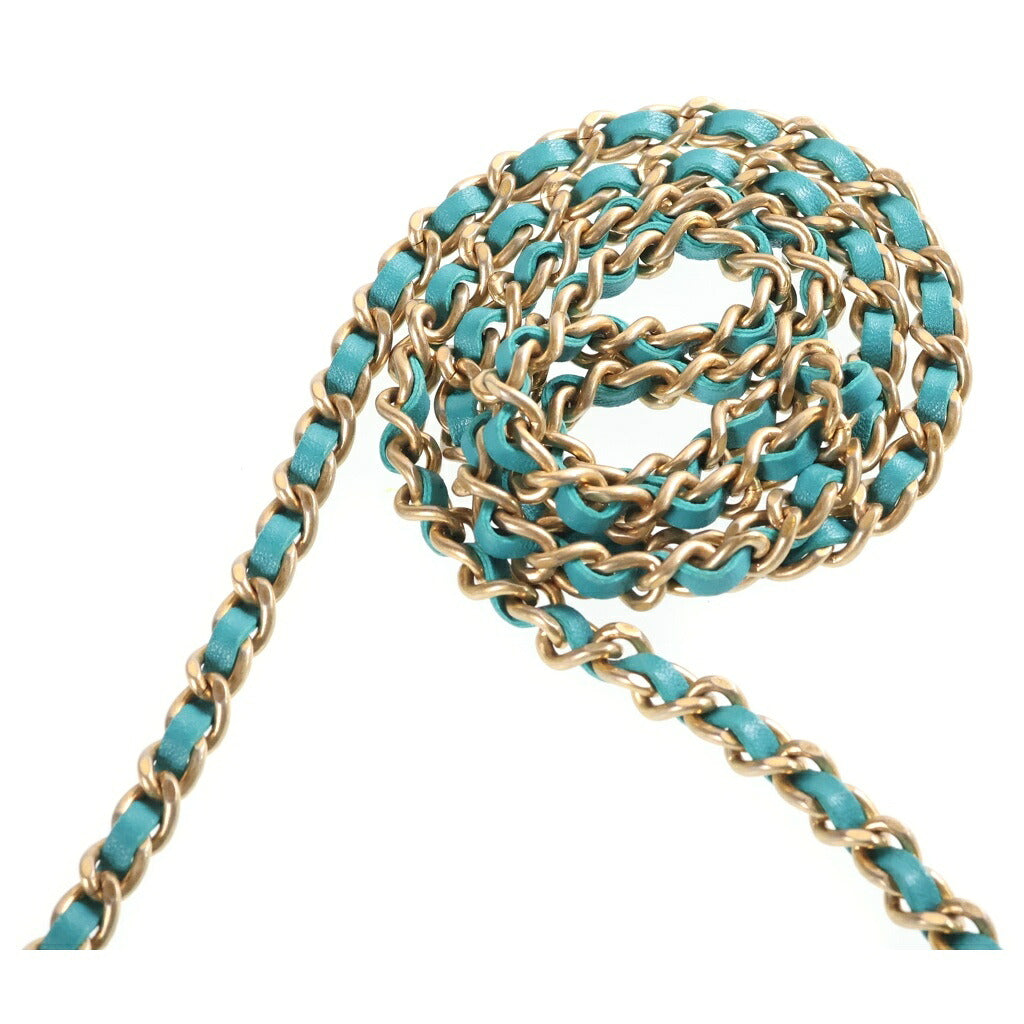CHANEL(シャネル) マトラッセ チェーンウォレット ショルダーバッグ ターコイズブルー ラムスキン A33814 ゴールド金具