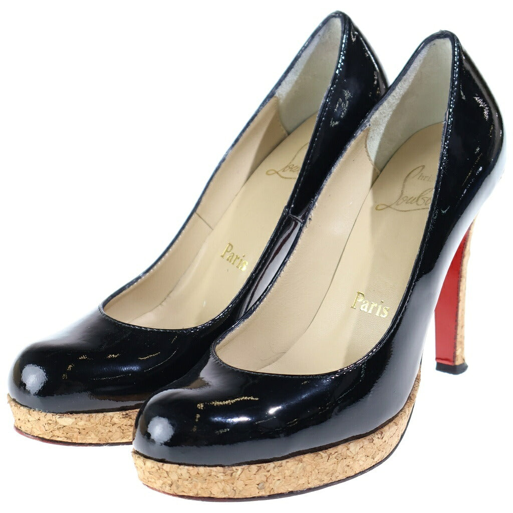 CHRISTIAN LOUBOUTIN(クリスチャンルブタン) パンプス ヒール エナメル コルク ブラック/レッド レディース