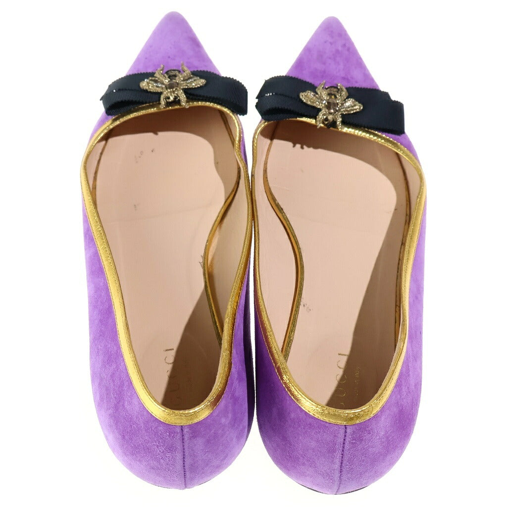 GUCCI(グッチ) BEE パンプス スウェード パープル