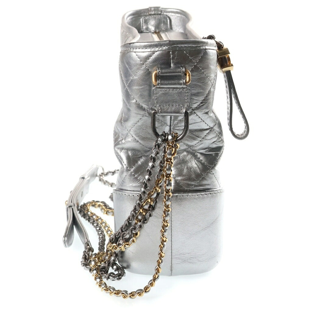 CHANEL(シャネル) ガブリエルドゥ マトラッセ チェーンショルダーバッグ シルバー ゴールド×シルバー金具 レザー シール有 24番台