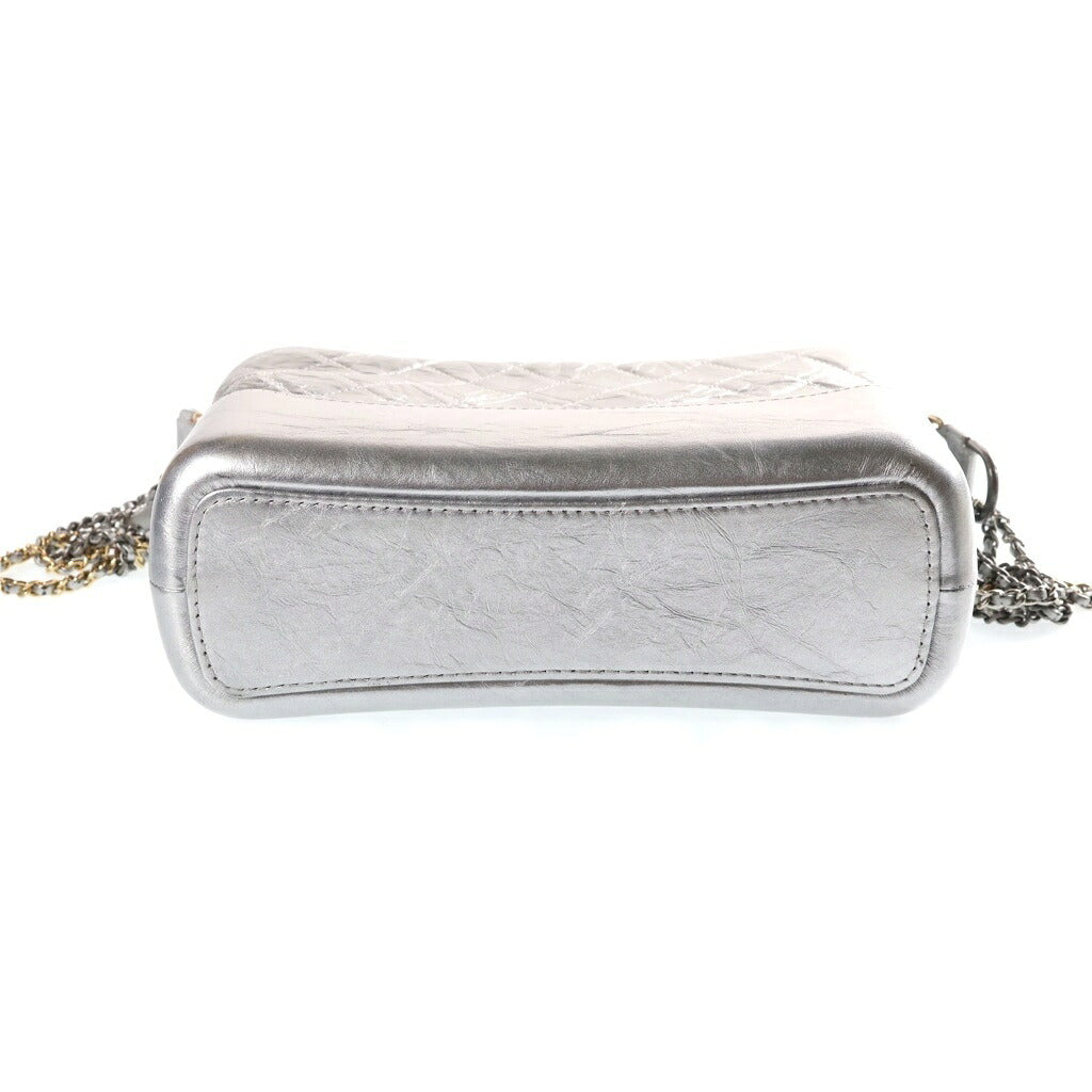 CHANEL(シャネル) ガブリエルドゥ マトラッセ チェーンショルダーバッグ シルバー ゴールド×シルバー金具 レザー シール有 24番台