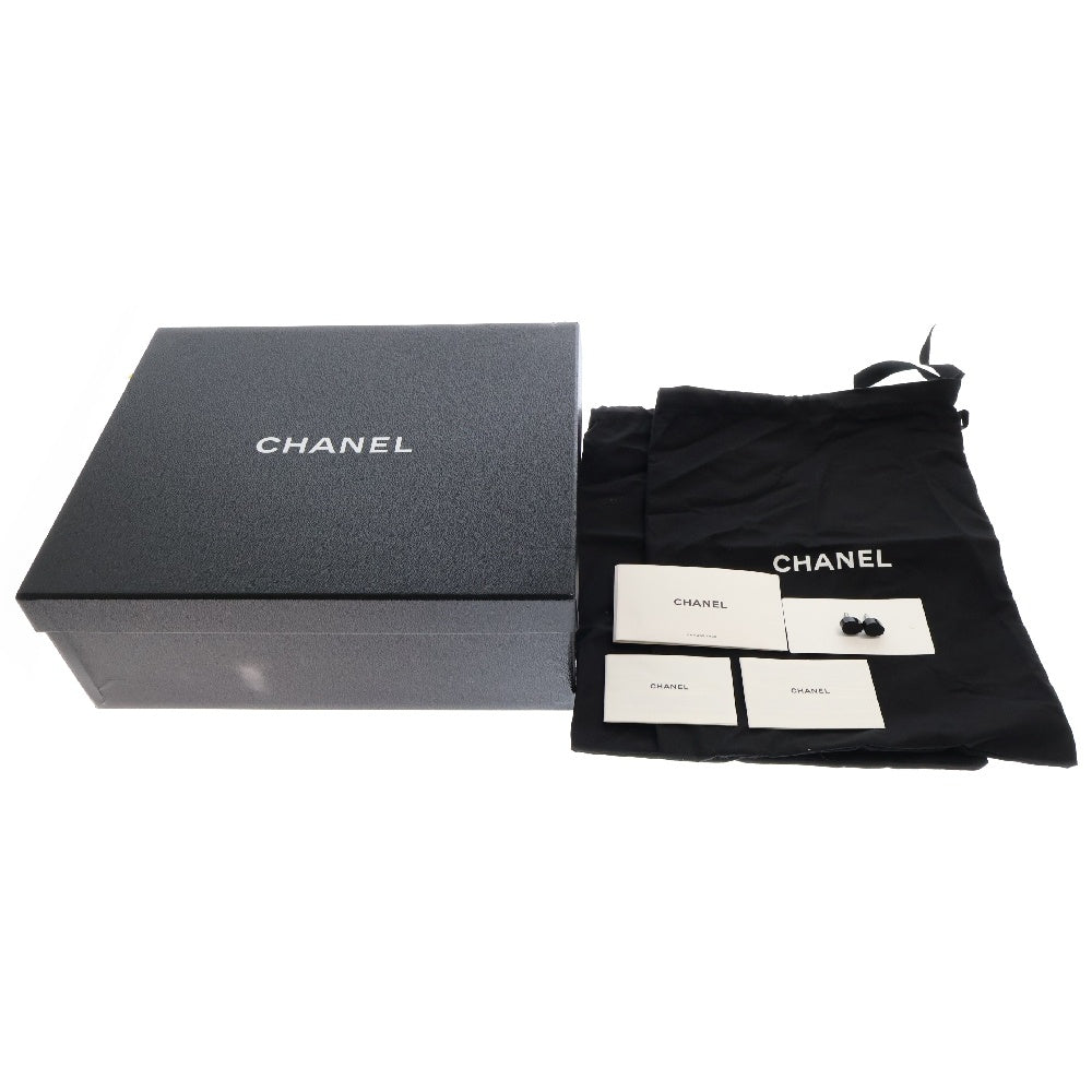 CHANEL(シャネル) リボンサンダル スエード ブラック×ゴールド ヒール 靴