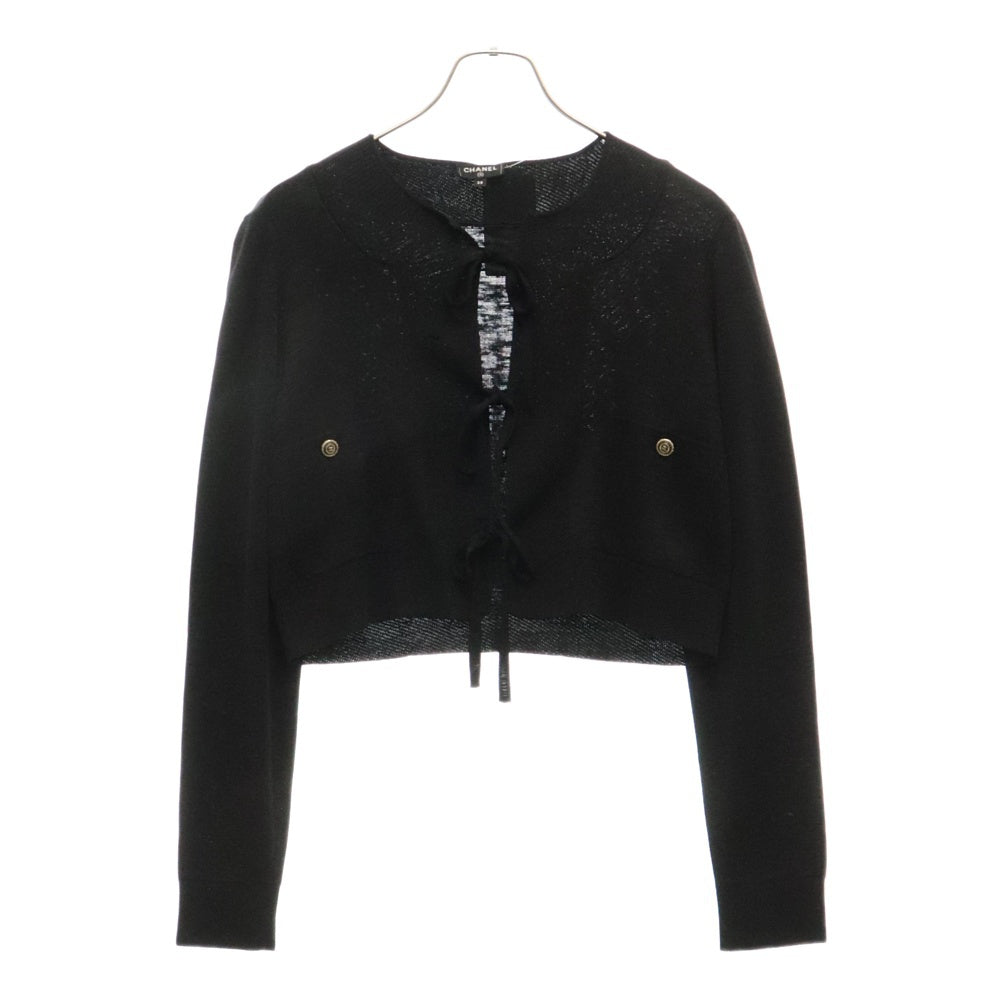 CHANEL(シャネル) ココボタン カーディガン ブラック リボン トップス ビスコース 38 P70410