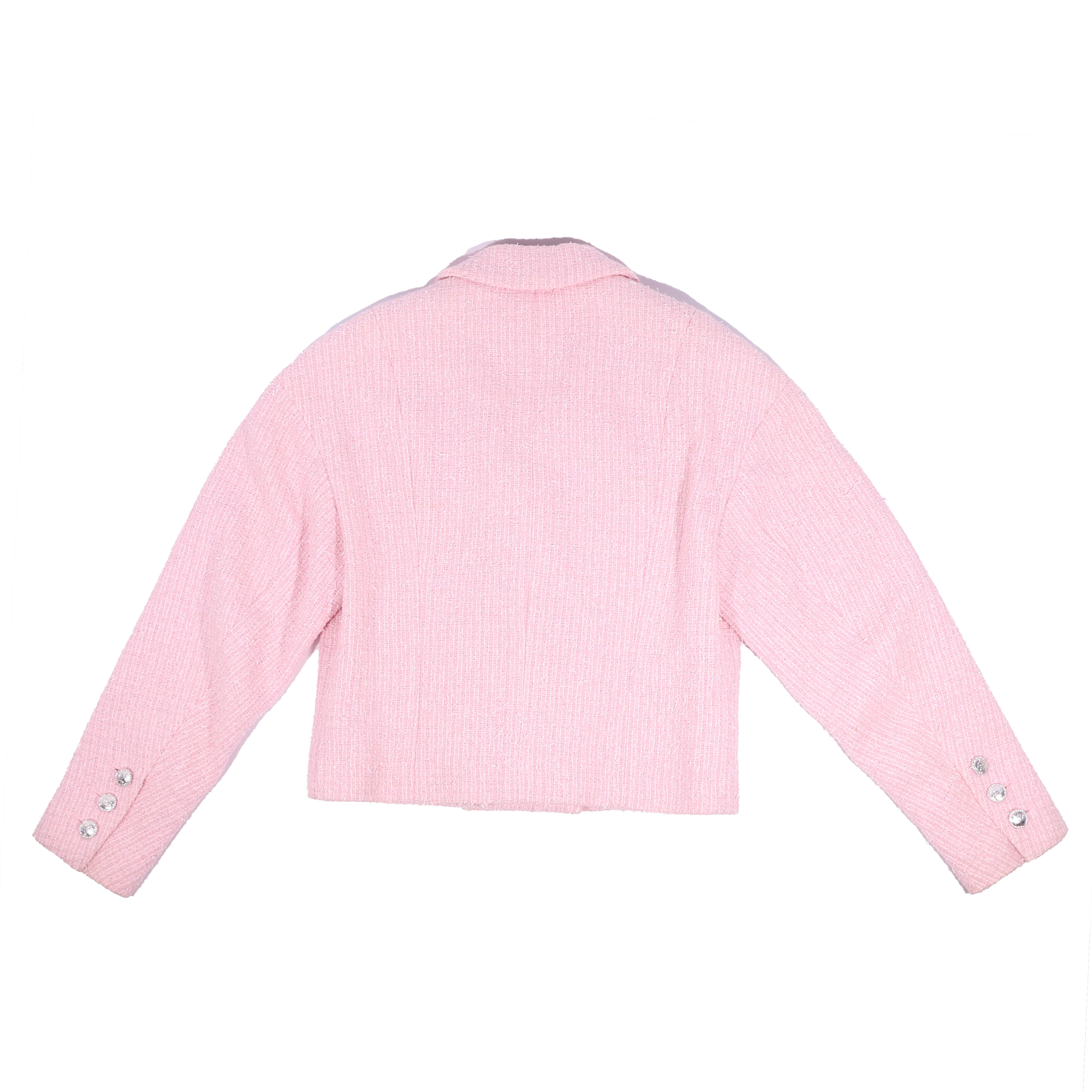CHANEL(シャネル) Light Pink Double Tweed Jacket ココボタン ダブル ツイードジャケット ココボタン ライトピンク 21S コットン×ポリエステル