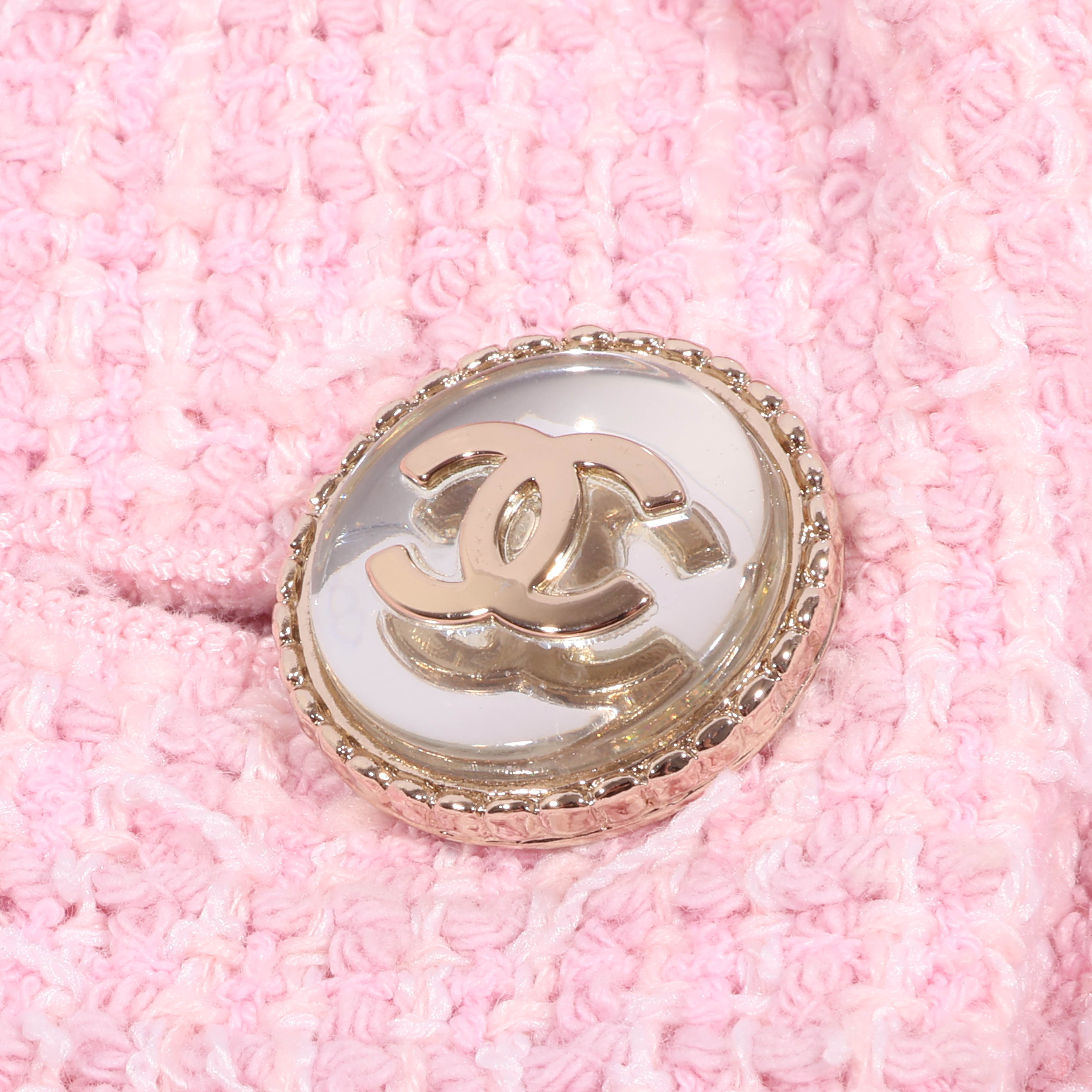 CHANEL(シャネル) Light Pink Double Tweed Jacket ココボタン ダブル ツイードジャケット ココボタン ライトピンク 21S コットン×ポリエステル