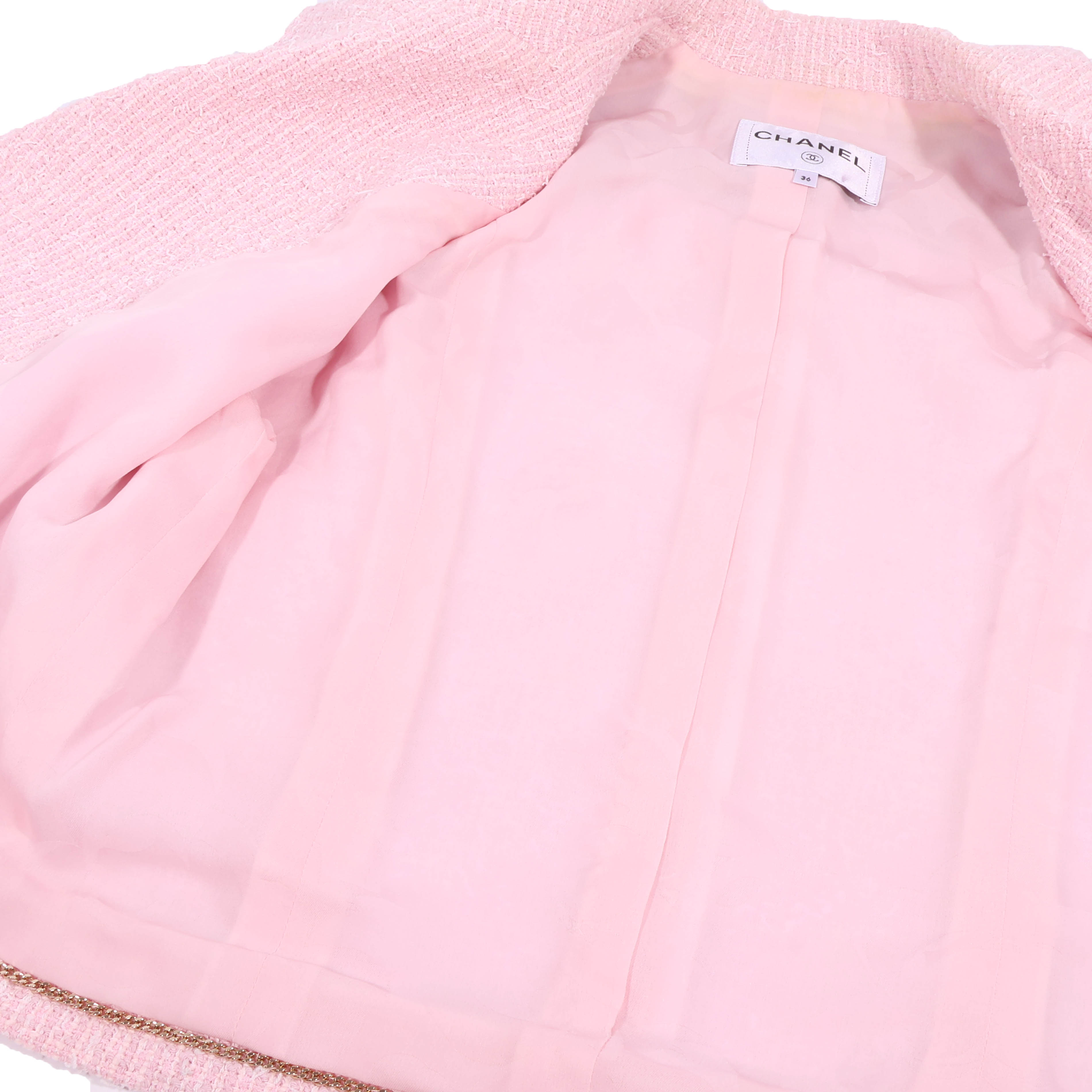 CHANEL(シャネル) Light Pink Double Tweed Jacket ココボタン ダブル ツイードジャケット ココボタン ライトピンク 21S コットン×ポリエステル