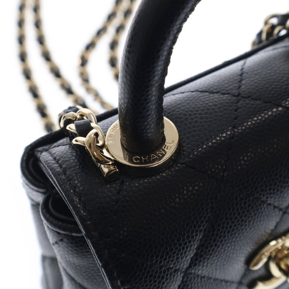 CHANEL(シャネル) ココハンドル マイクロ AP4245 2WAYチェーンショルダーバッグ ブラック キャビアスキン ゴールド金具