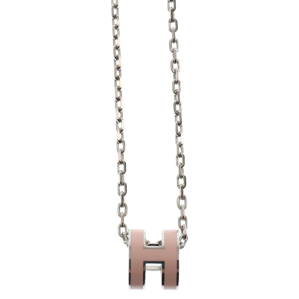 HERMES(エルメス) ポップアッシュミニ ネックレス メタル シルバー×ピンク チェーン ペンダント
