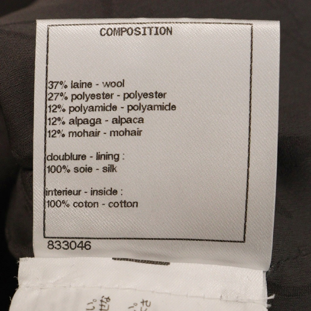 CHANEL(シャネル) ツイード ショートジャケット ロゴボタン グレー系 スパンコール 38サイズ レディース