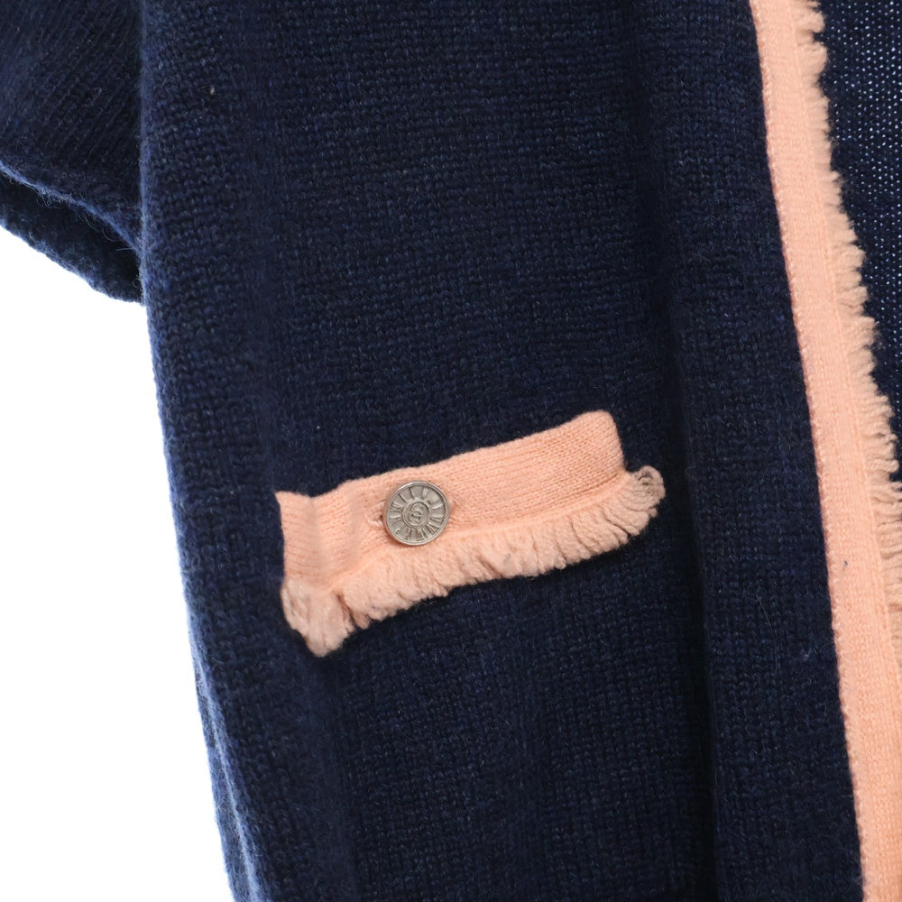CHANEL(シャネル) ココマークボタン ショートスリーブカシミヤニットカーディガン ピンク×ネイビー P29748K00312 レディース