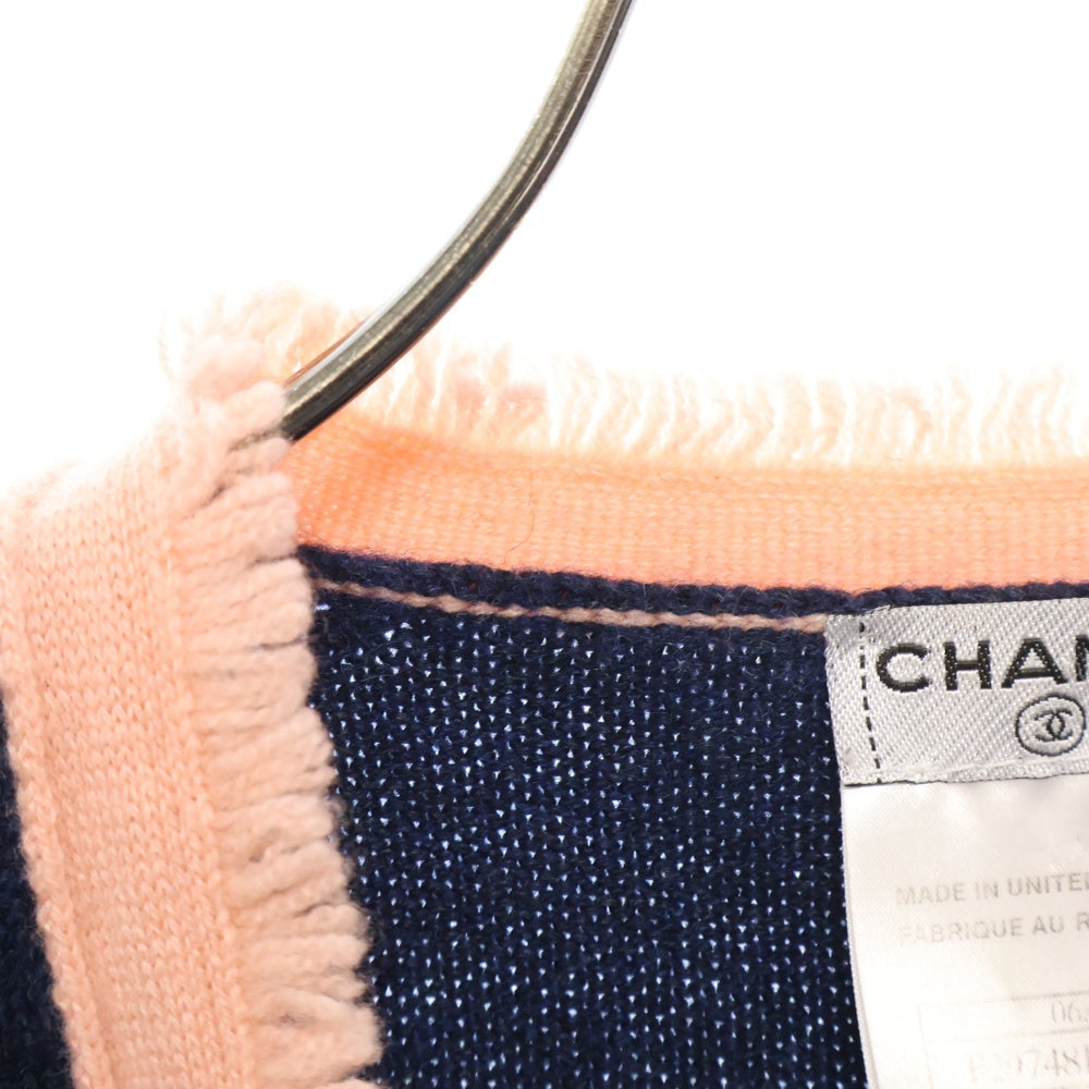 CHANEL(シャネル) ココマークボタン ショートスリーブカシミヤニットカーディガン ピンク×ネイビー P29748K00312 レディース