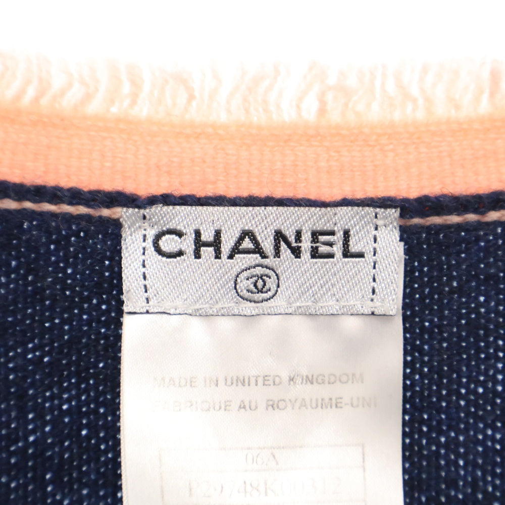 CHANEL(シャネル) ココマークボタン ショートスリーブカシミヤニットカーディガン ピンク×ネイビー P29748K00312 レディース