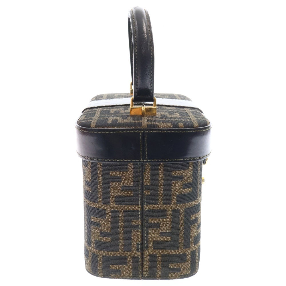 FENDI(フェンディ) FFロゴ ズッカ柄 キャンパス バニティバッグ ハンドバッグ ブラウン レディース