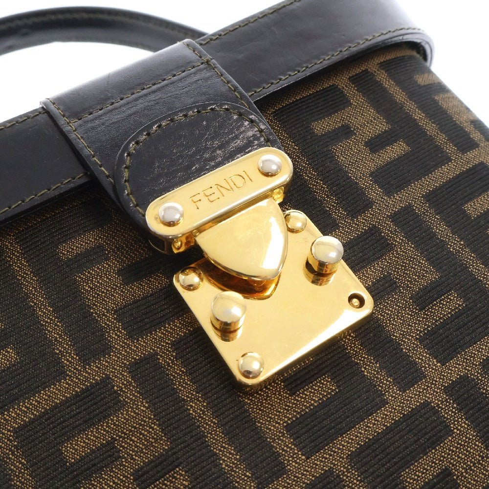 FENDI(フェンディ) FFロゴ ズッカ柄 キャンパス バニティバッグ ハンドバッグ ブラウン レディース