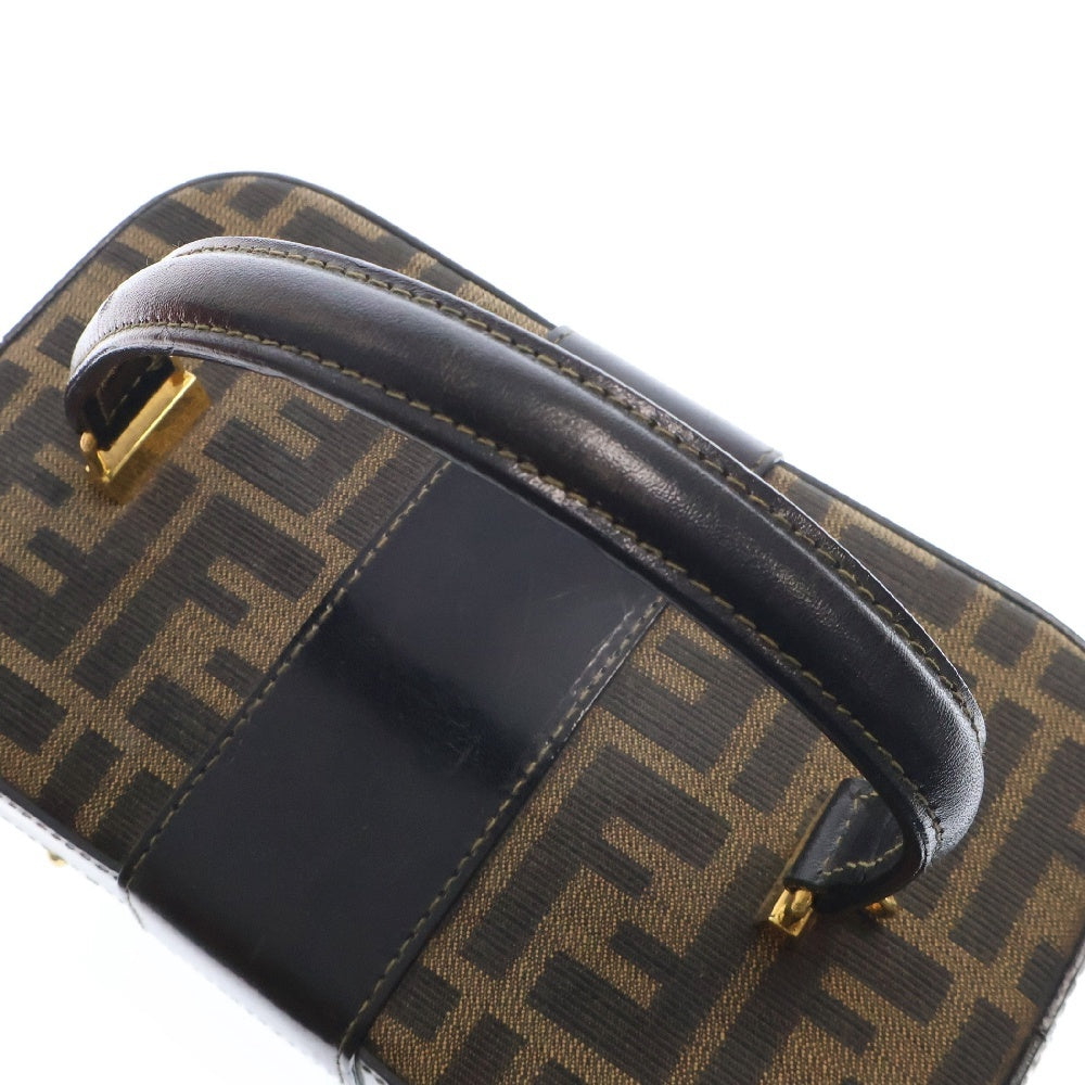 FENDI(フェンディ) FFロゴ ズッカ柄 キャンパス バニティバッグ ハンドバッグ ブラウン レディース