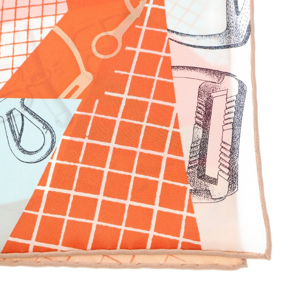 HERMES(エルメス) カレ70 LES PETITS PAPIERS プティ パピエ オレンジ系 シルク スカーフ