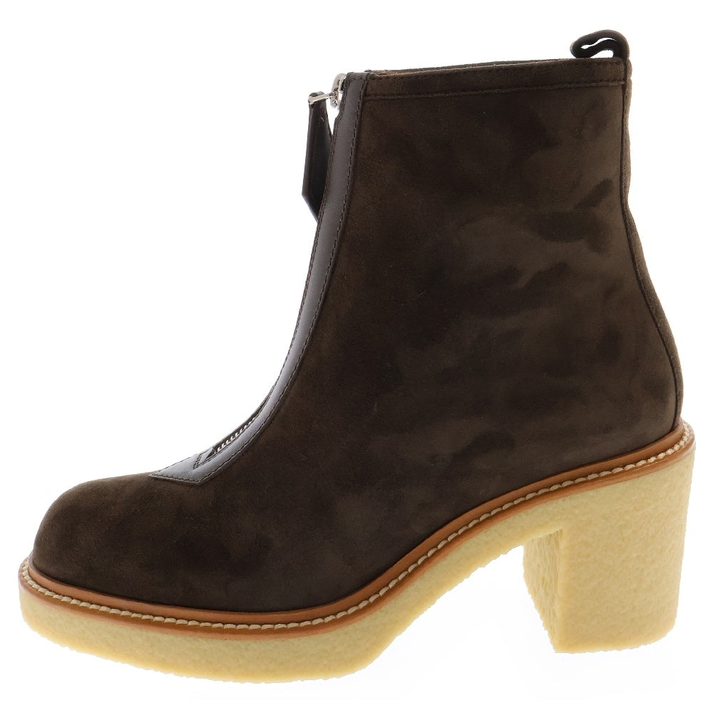 HERMES(エルメス) Jingle 55 ankle boot ジングル55 スエード フロントジップ アンクルブーツ 242074Z ブラウン レディース スウェード