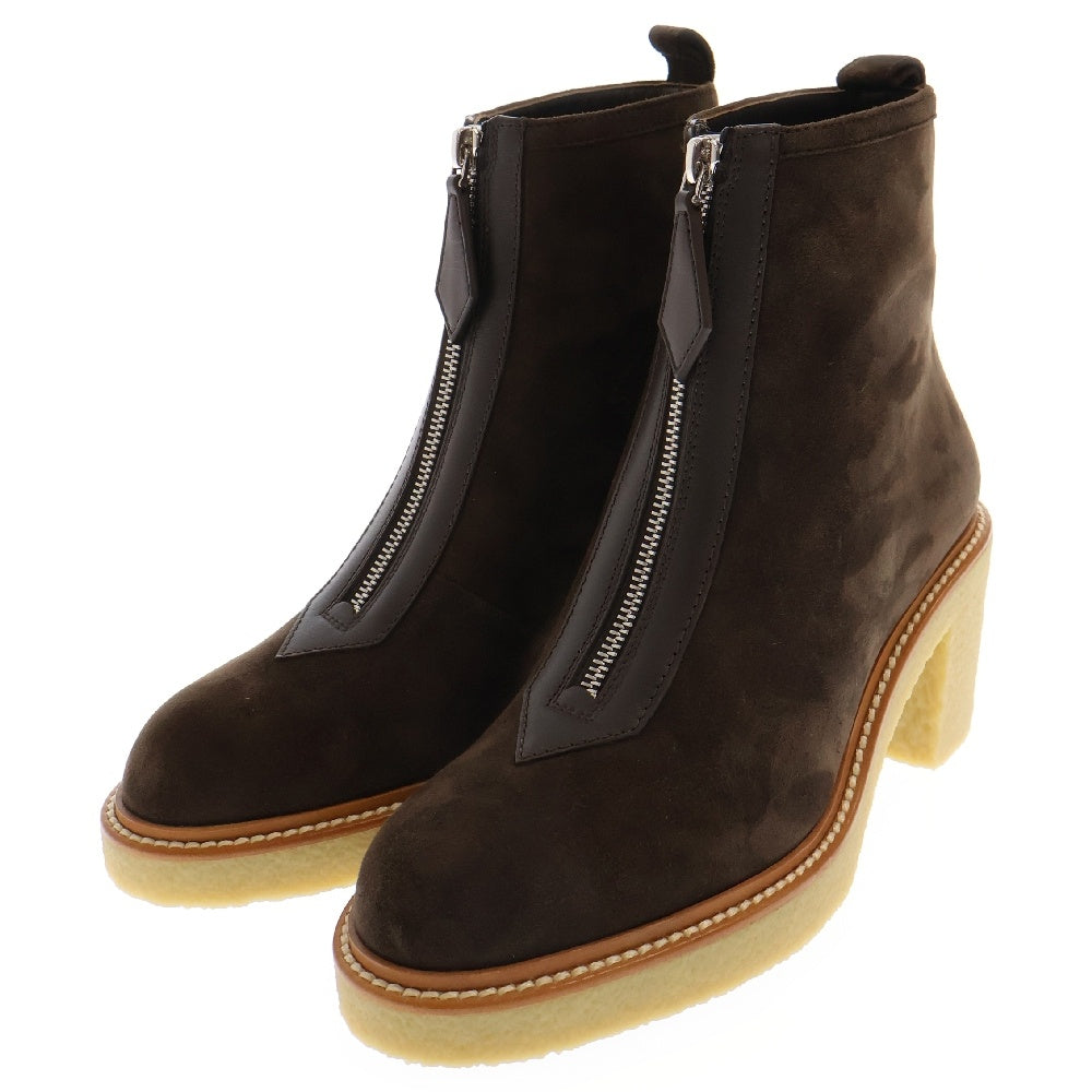 HERMES(エルメス) Jingle 55 ankle boot ジングル55 スエード フロントジップ アンクルブーツ 242074Z ブラウン レディース スウェード