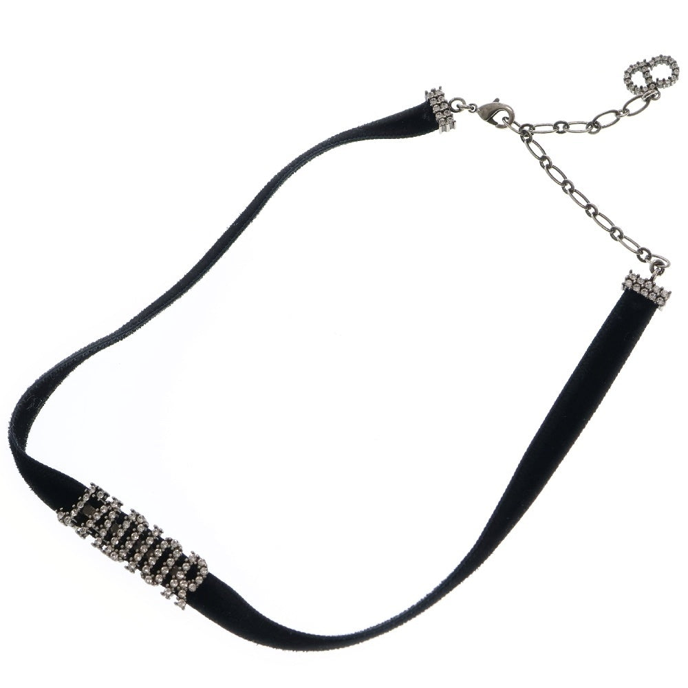 Christian Dior(クリスチャンディオール) J'ADIOR ラインストーン ロゴ チョーカー ブラック シルバー金具