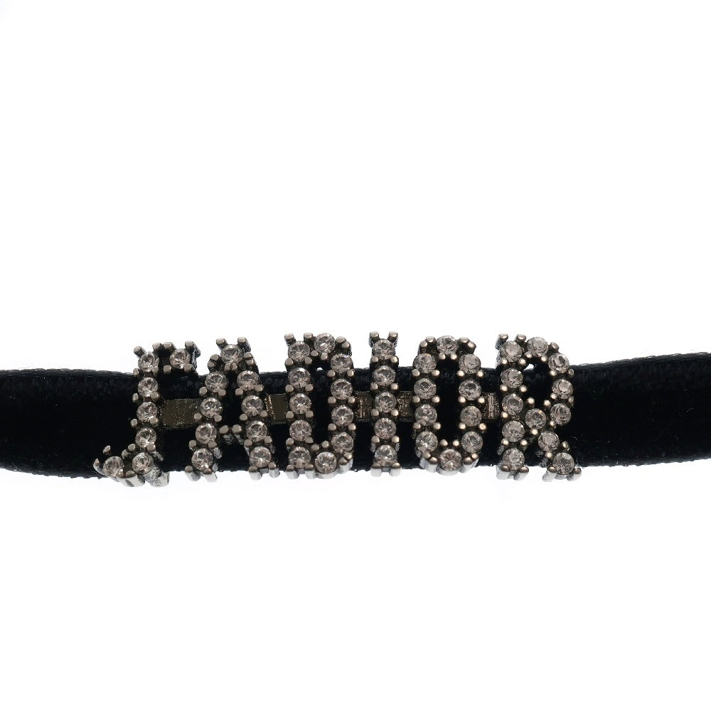Christian Dior(クリスチャンディオール) J'ADIOR ラインストーン ロゴ チョーカー ブラック シルバー金具