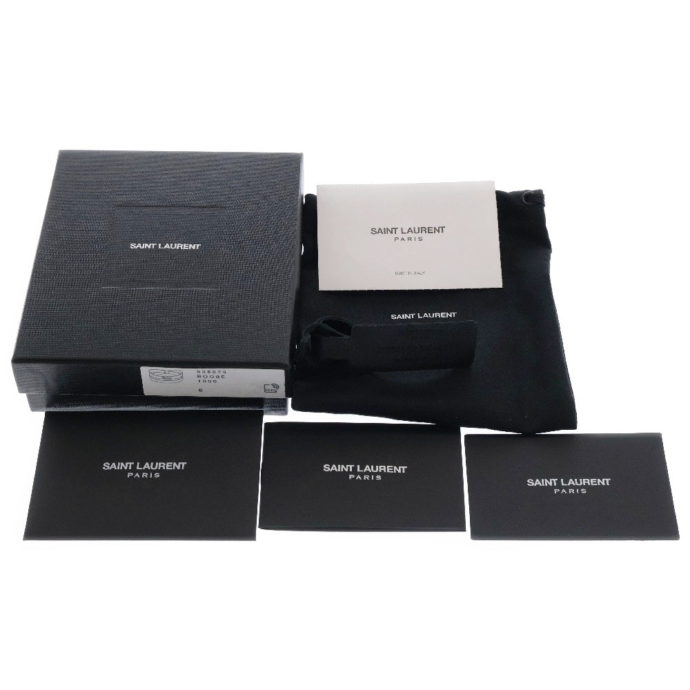 SAINT LAURENT PARIS(サンローランパリ) ロゴ ブレスレット 2連 ブラック シルバー金具 レザー