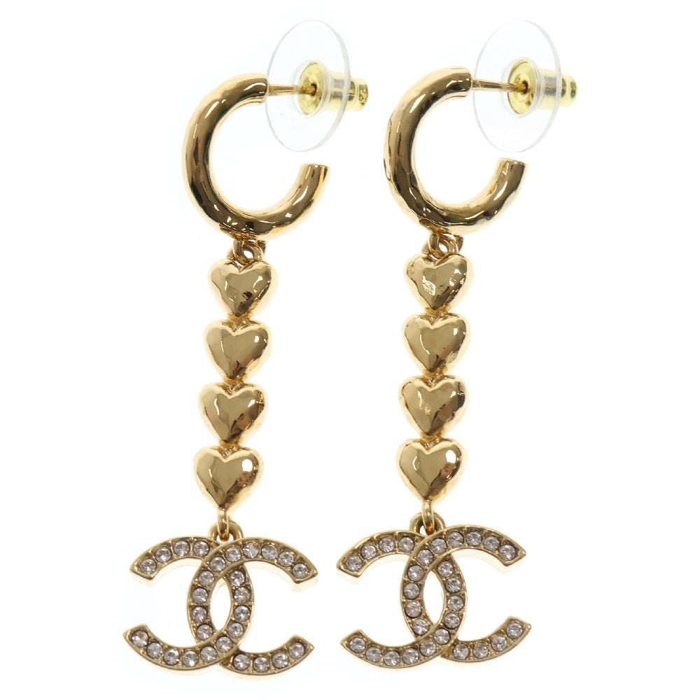 CHANEL(シャネル) ココマーク ハート ラインストーン ピアス GP ゴールド B23P アクセサリー