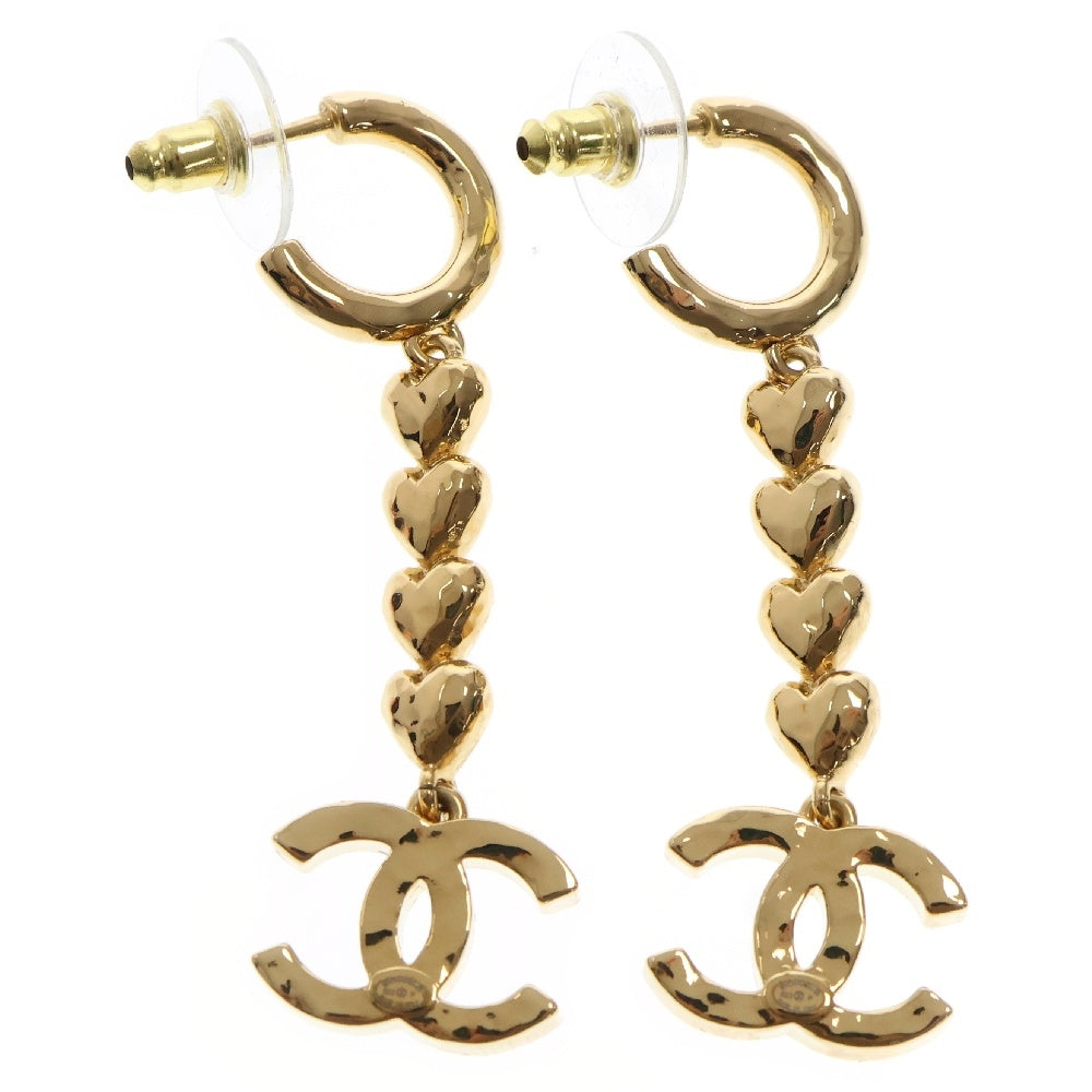 CHANEL(シャネル) ココマーク ハート ラインストーン ピアス GP ゴールド B23P アクセサリー