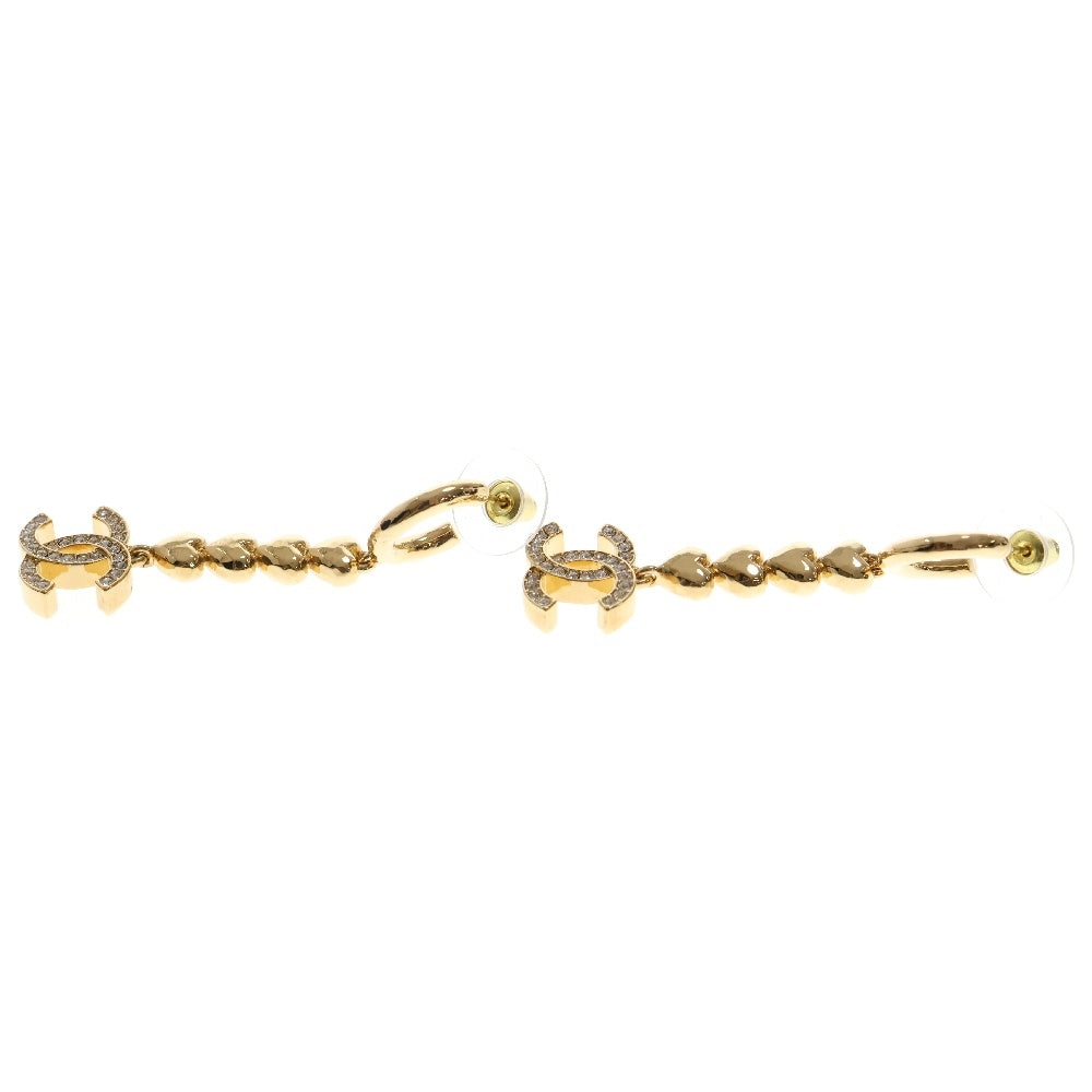 CHANEL(シャネル) ココマーク ハート ラインストーン ピアス GP ゴールド B23P アクセサリー