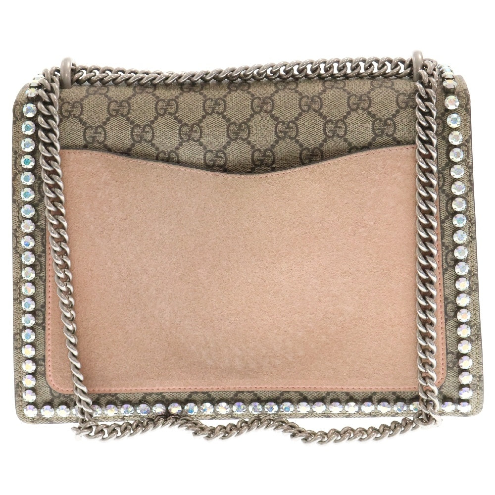 GUCCI(グッチ) GGスプリーム ディオニュソス チェーンショルダーバッグ ハンドバッグ 肩掛けバッグ PVC×スエード ピンク×ベージュ シルバー金具 403348