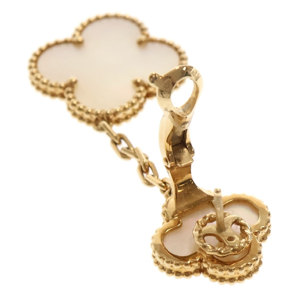 Van Cleef & Arpels(ヴァンクリーフアンドアーペル) マジックアルハンブラ 2モチーフ スイングドロップ マザーオブパール ピアス Au750 K18 YG イエローゴールド ジュエリー