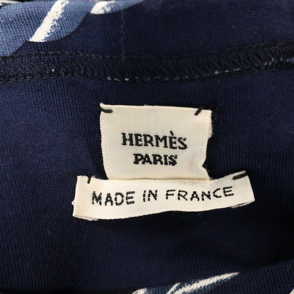 HERMES(エルメス) ポートネックチェーンデザインTシャツ カットソー ネイビー レディース