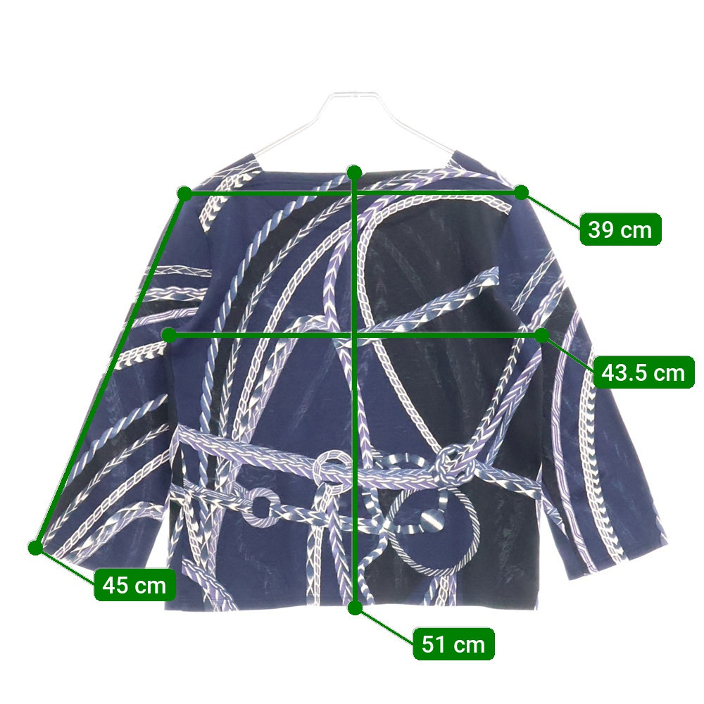 HERMES(エルメス) ポートネックチェーンデザインTシャツ カットソー ネイビー レディース
