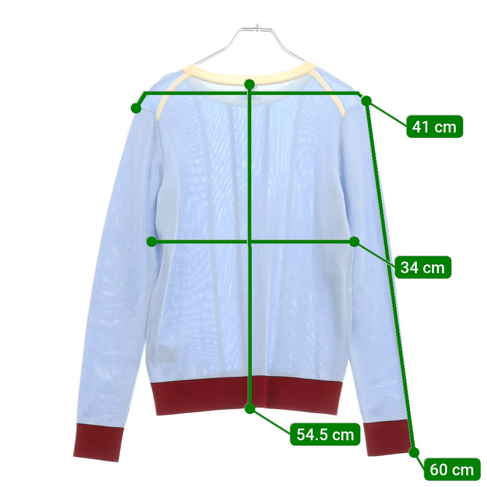 HERMES(エルメス) ストライプレーヨン混クルーネックニットセーター ブルー レディース