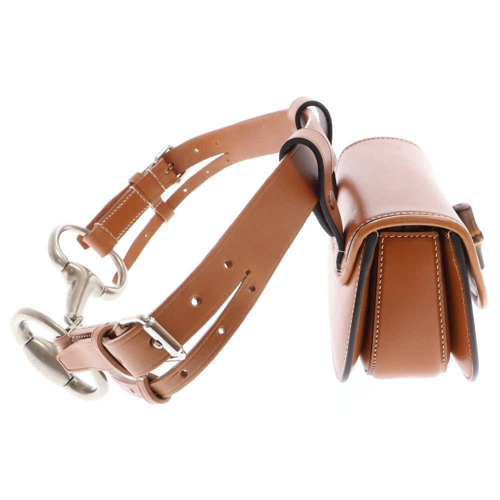 GUCCI(グッチ) バンブー 1947 ミニ ベルトバッグ ブラウン レザー 681137