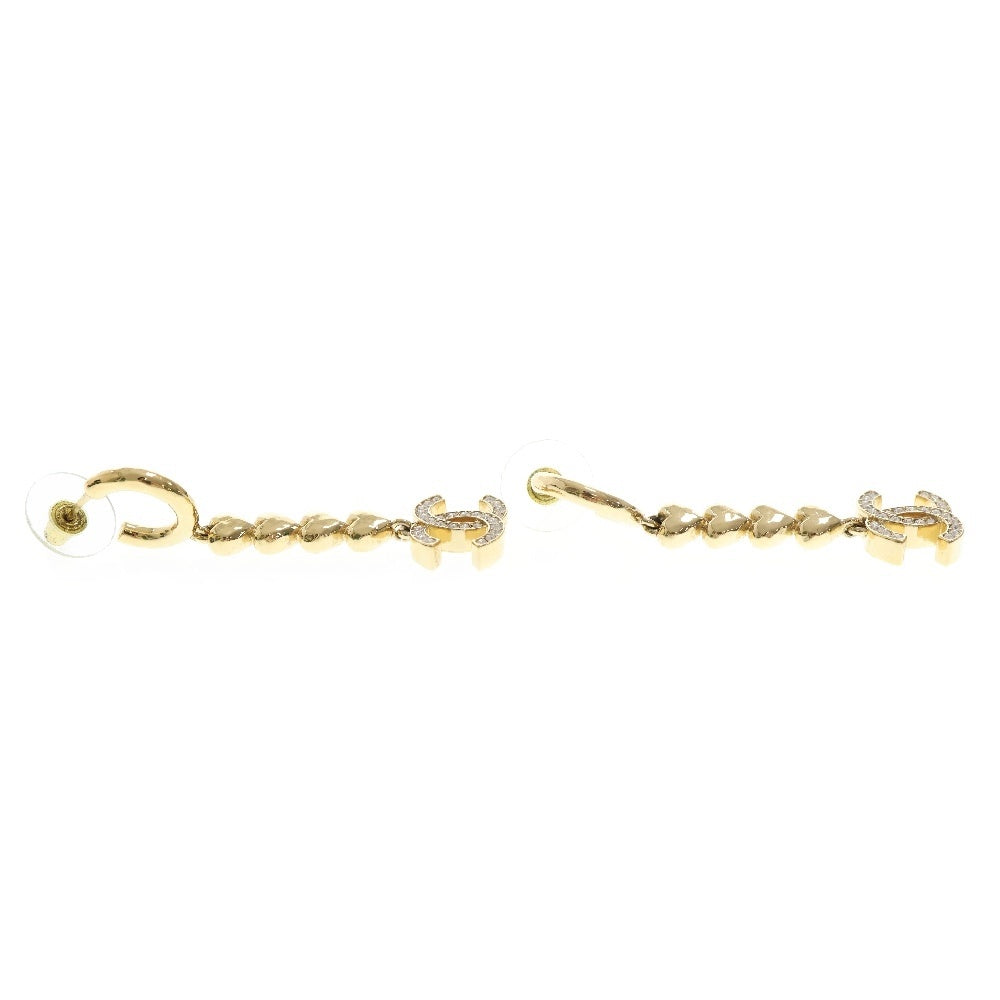 CHANEL(シャネル) ココマーク ハート ラインストーン ピアス ゴールド アクセサリー B23P