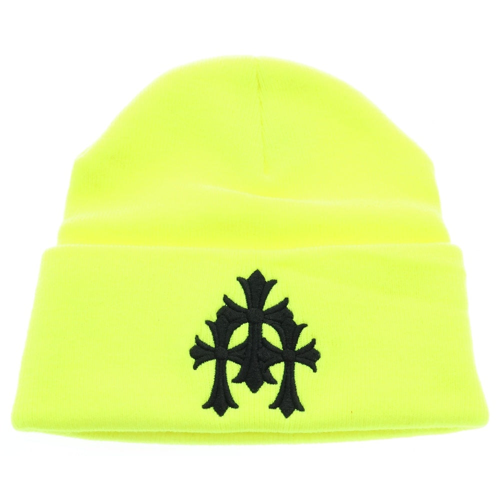 CHROME HEARTS(クロムハーツ) WATCH CAP 3 CH CRS NEON セメタリークロス刺繍ビーニー ニットキャップ 帽子 イエロー