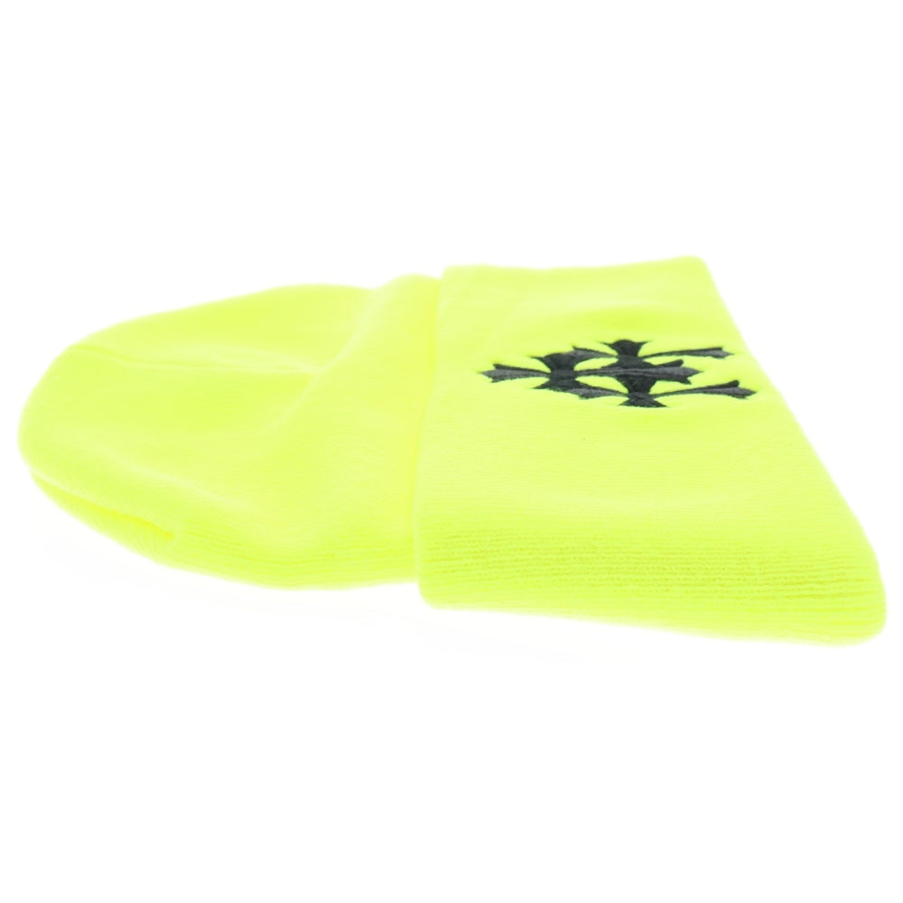 CHROME HEARTS(クロムハーツ) WATCH CAP 3 CH CRS NEON セメタリークロス刺繍ビーニー ニットキャップ 帽子 イエロー